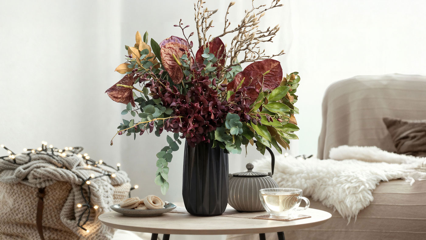 Flower arrangement on table